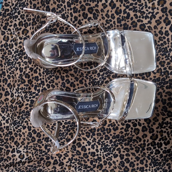 Jessica Shoes - Jessica Rich. Gold Strappy Heels with High Slender Heel